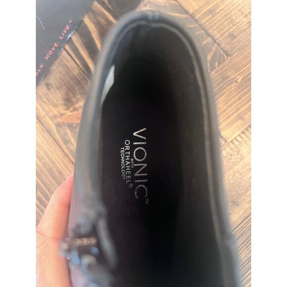 Vionic Georgia Womens 7.5 Comfort Leather Black Boho Western Bootie Witch Biker - Picture 7 of 9